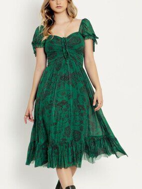 Blackmilk - Hyrule Map Green Tea Party Dress - Limited